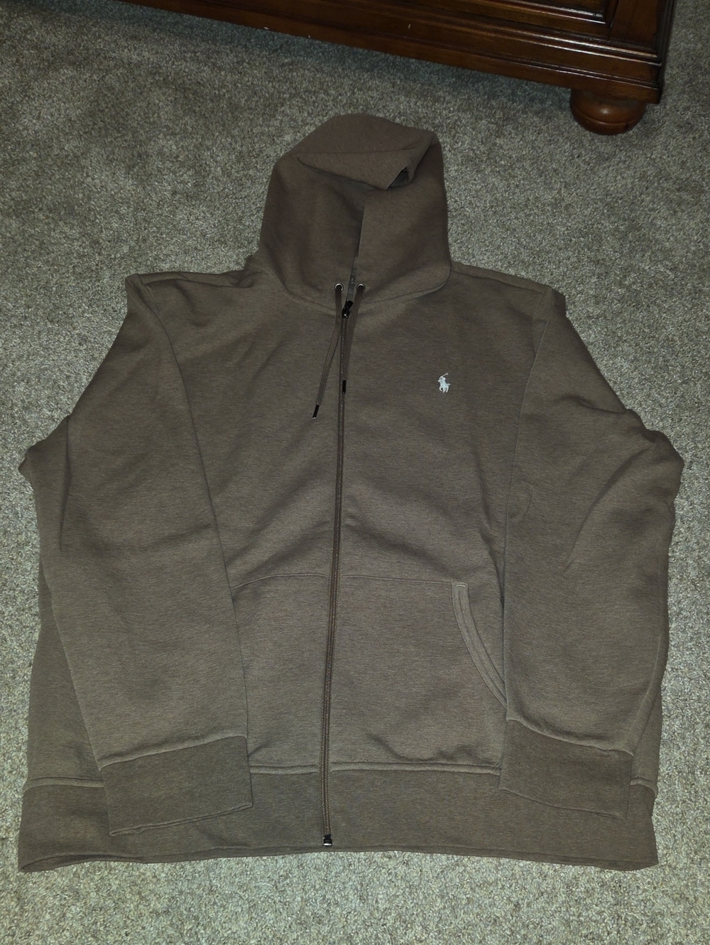 Polo by Ralph Lauren Brown Double-Knit Full-Zip Hoodie Men XXL